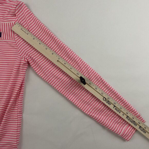 Vineyard Vines Kids Sankaty Shep Shirt Pink White Striped 1/4 Zip Pullover L 14 - Picture 6 of 11
